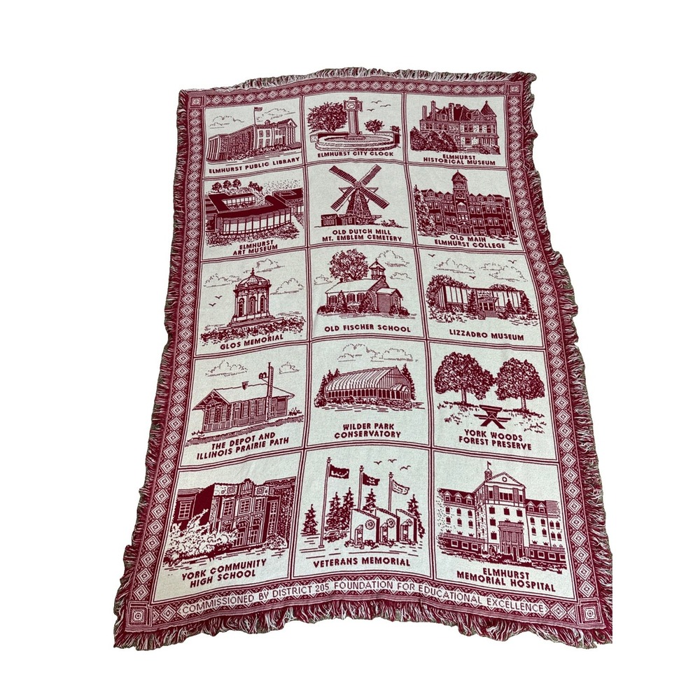 Elmhurst, Illinois Woven Tapestry Throw Blanket Historic Landmarks Jacquard